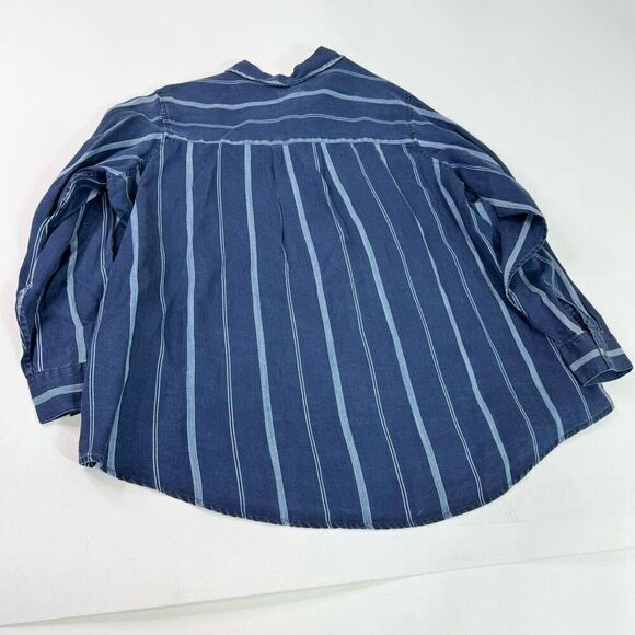 For The Republic Denim Shirt Womens 2X Blue Striped Button-Down Tee Mature New - Picture 7 of 8